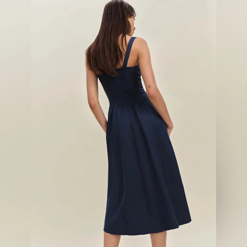 Reformation Janu Linen Dress In Danube, brand new, never worn, no flaws. - Picture 4 of 16